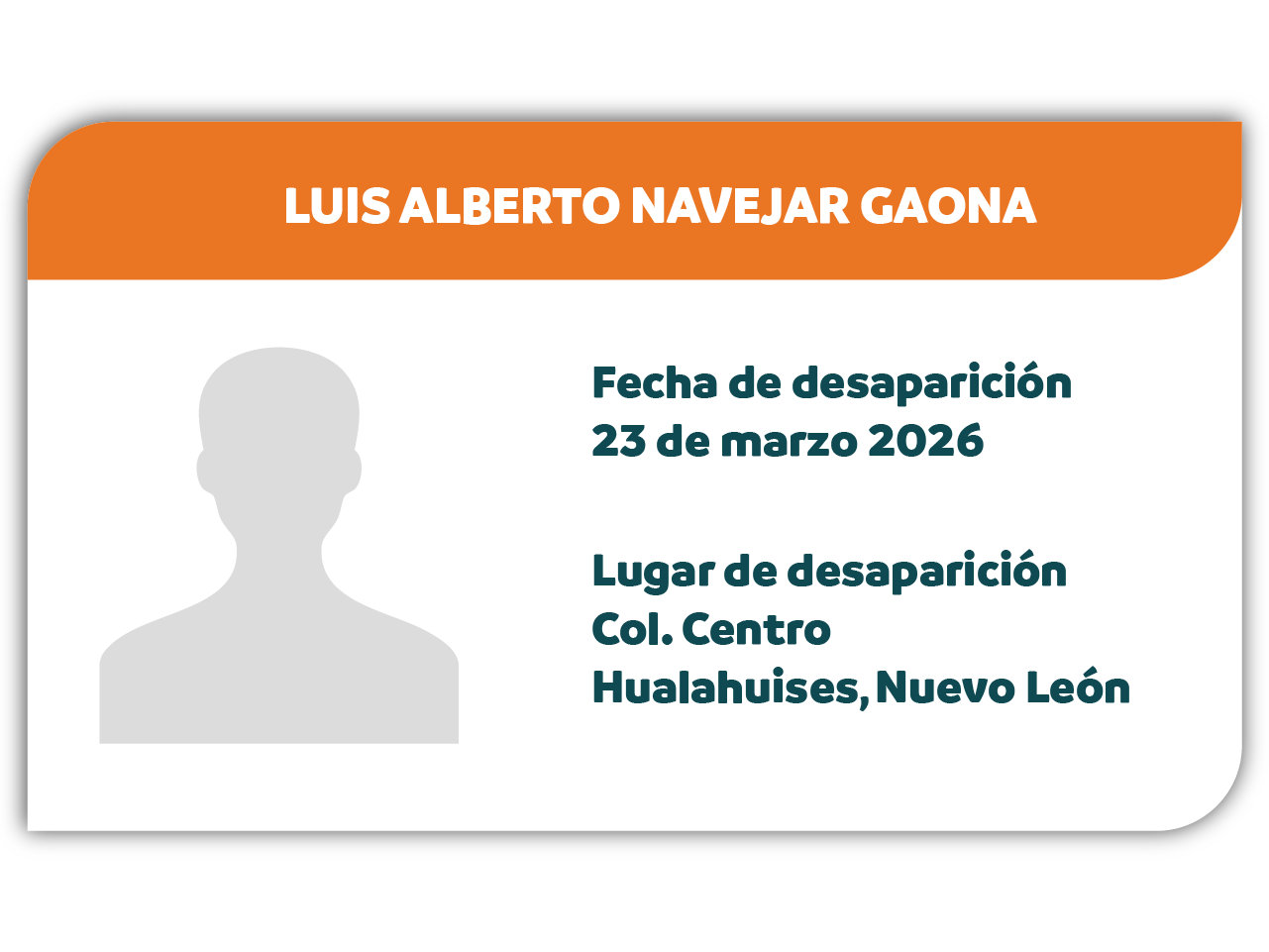 Desaparecido: LUIS ALBERTO NAVEJAR GAONA