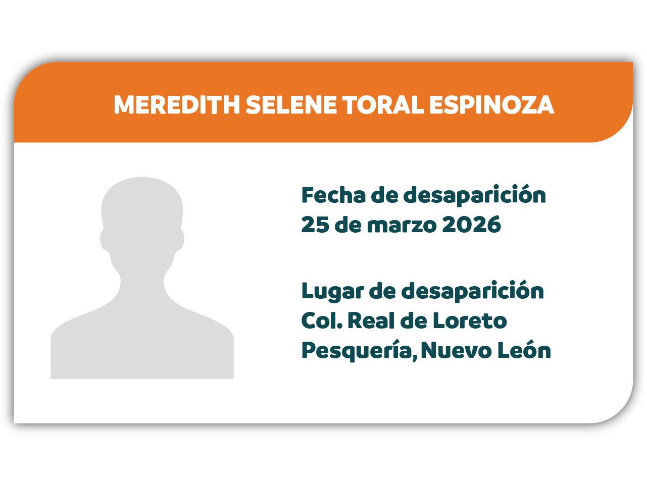Desaparecida: MEREDITH SELENE TORAL ESPINOZA  