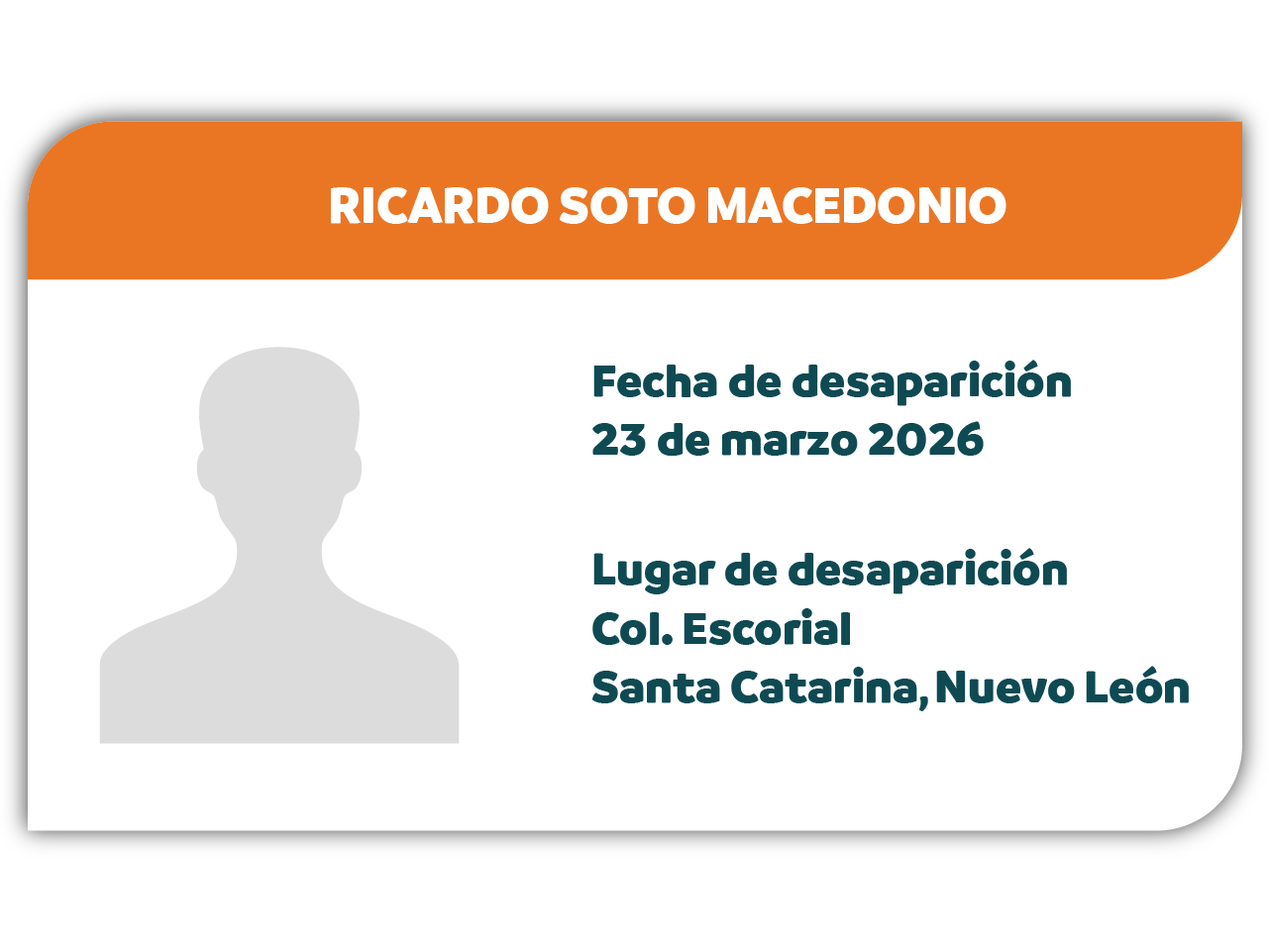 Desaparecido: RICARDO SOTO MACEDONIO