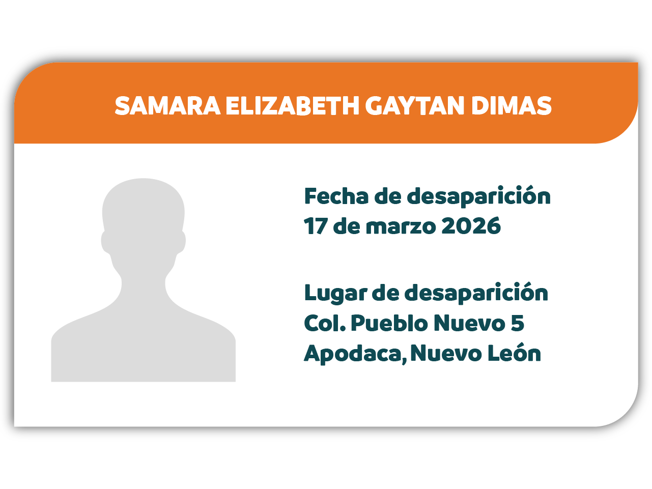 Desaparecida: SAMARA ELIZABETH GAYTAN DIMAS  