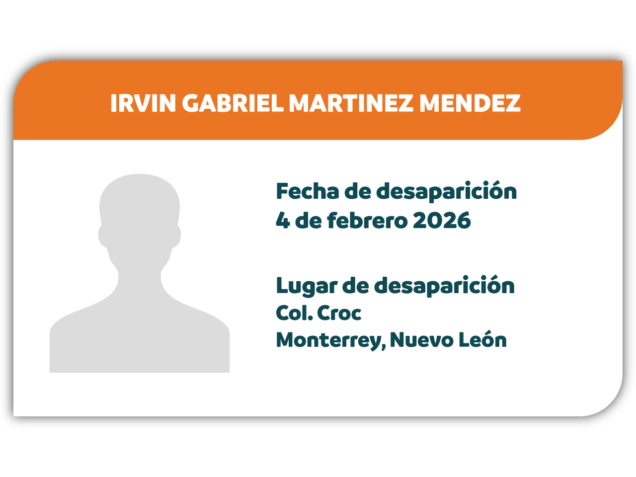 Desaparecido: IRVIN GABRIEL MARTINEZ MENDEZ