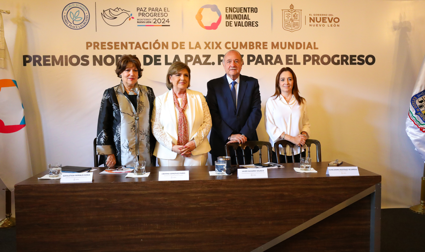 Será NL sede de la Cumbre Mundial de Premios Nobel de la Paz; Reconocerán a Monterrey como Ciudad de Paz