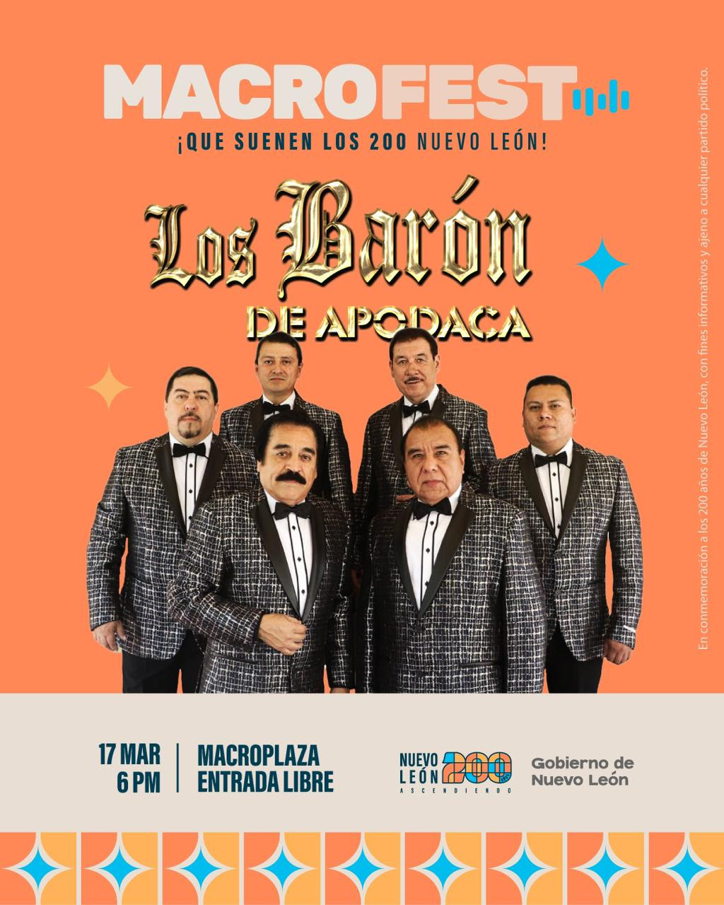 Acompañarán Los Barón de Apodaca a Tigres del Norte en Macrofest de los 200 Años de Nuevo León