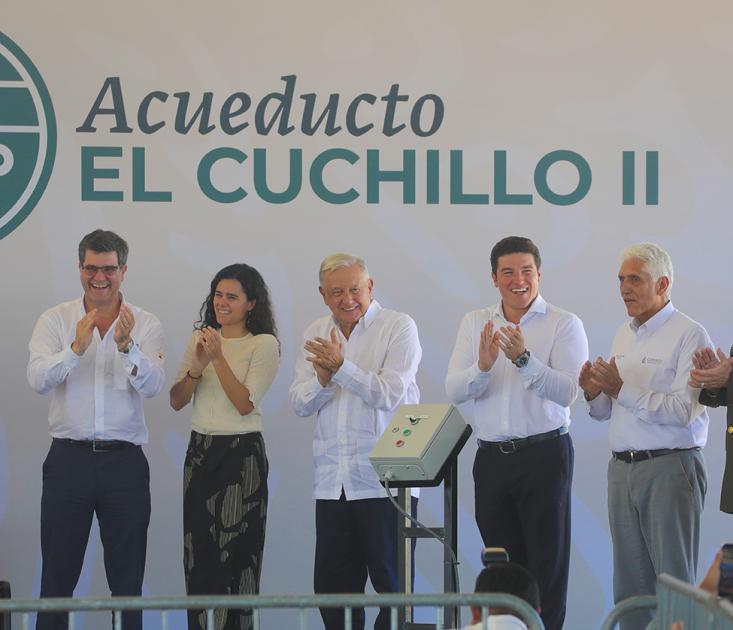 Inauguran Samuel García y Presidente López Obrador Acueducto El Cuchillo II