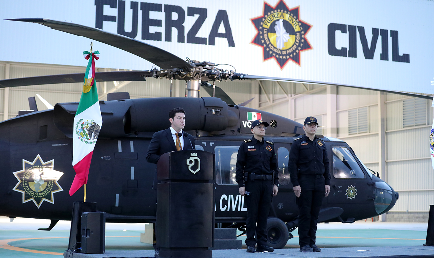 Presenta Samuel García el nuevo helicóptero “Black Hawk”, fortalece blindaje en NL