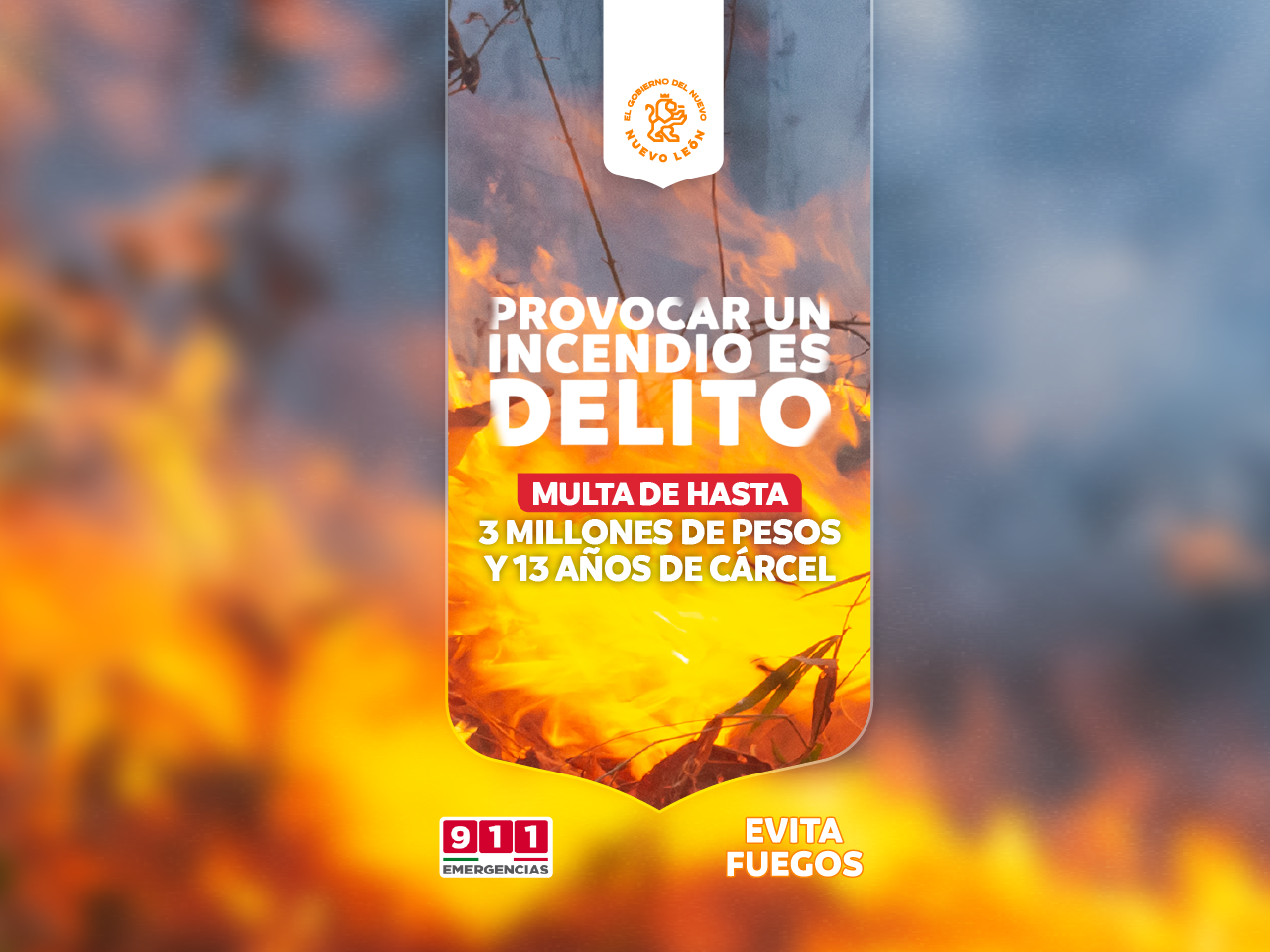 Provocar un incendio es delito. Multa de hasta 3 millones de pesos y 13 años de cárcel.  