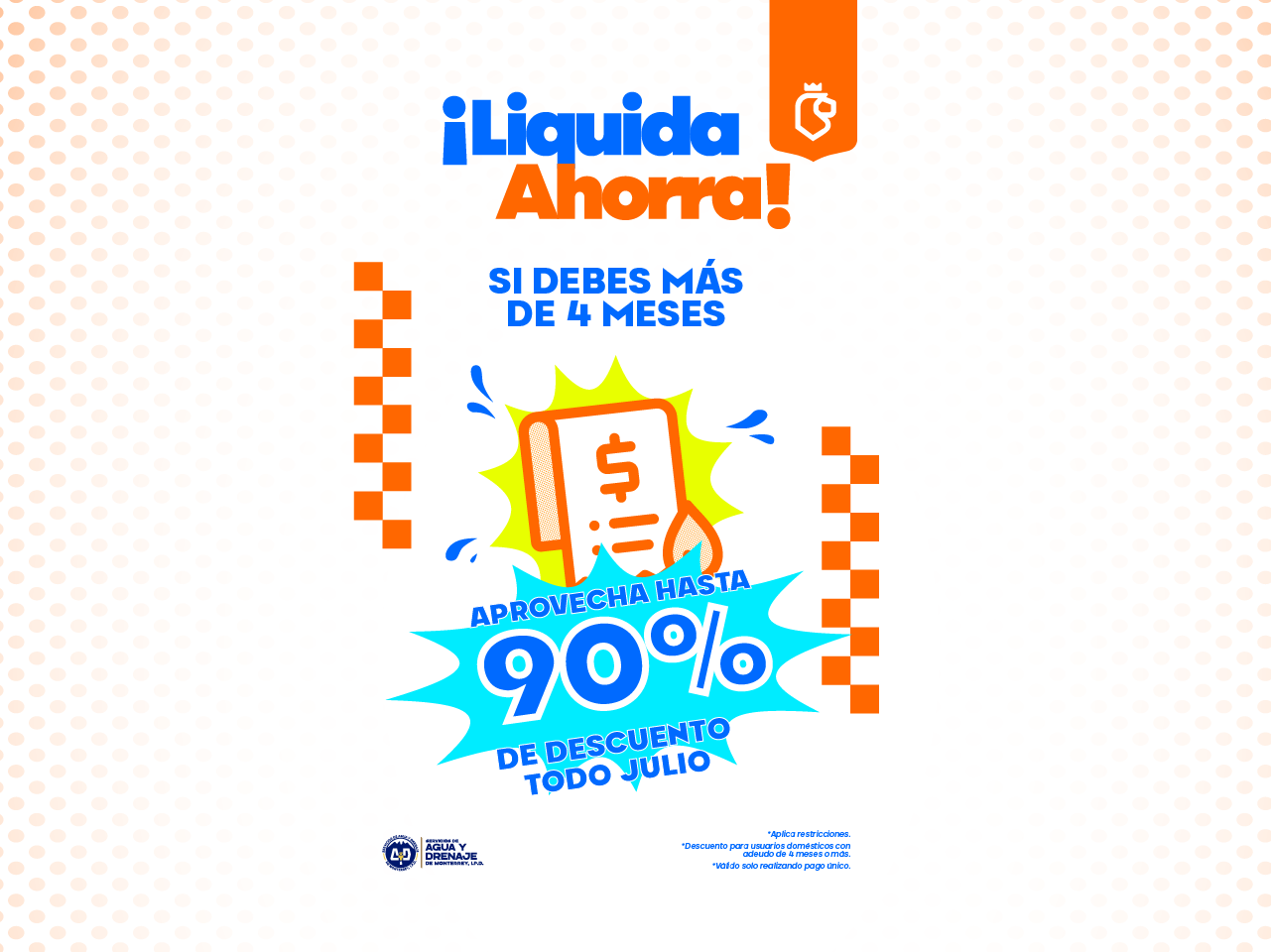 ¡Liquida Ahorra! Si debes más de 4 meses de agua, aprovecha descuentos de más del 50%